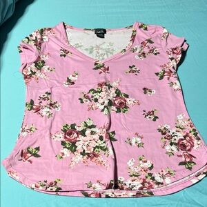 Rue21 Pink Floral Short Sleeve soft Tee